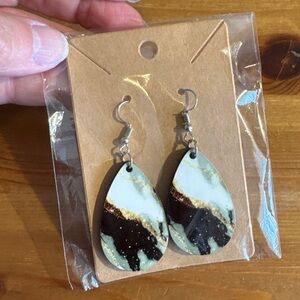 Chic Teardrop Earrings - Black, White, Gold Accents